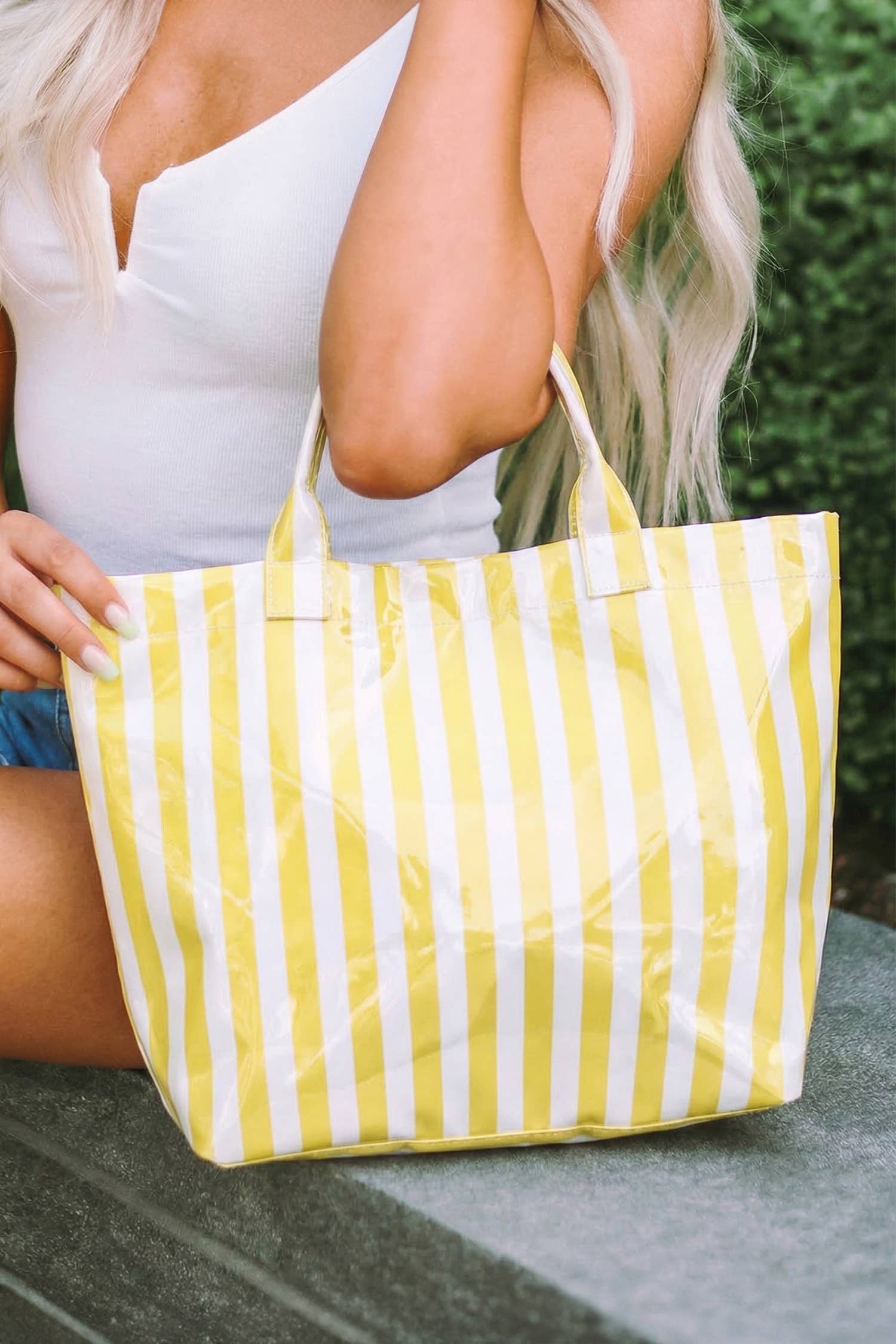 LDC Glossy Striped Large Tote Bag