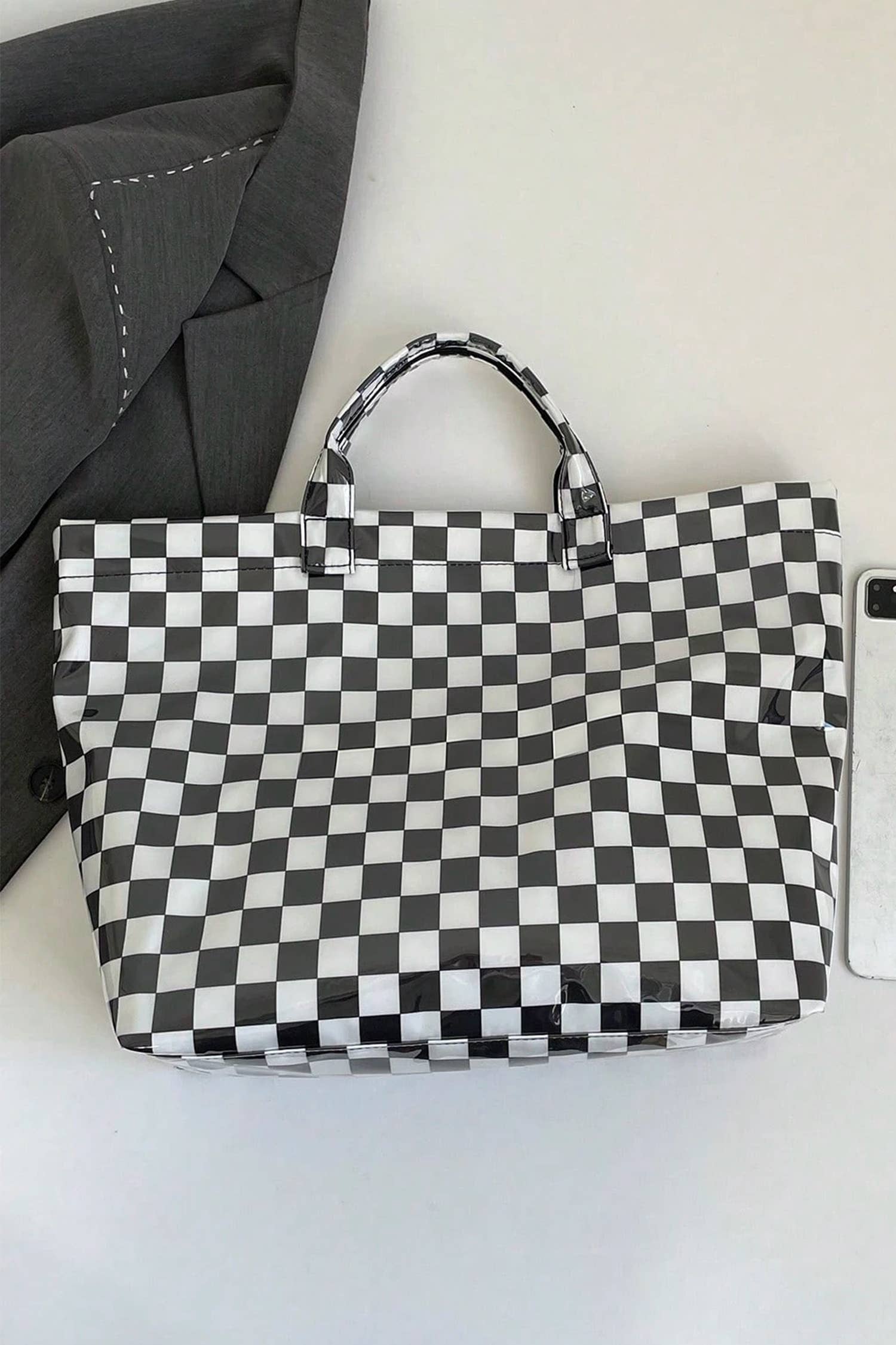LDC Eyelet Flower Pattern PVC Glossy Waterproof Tote Bag