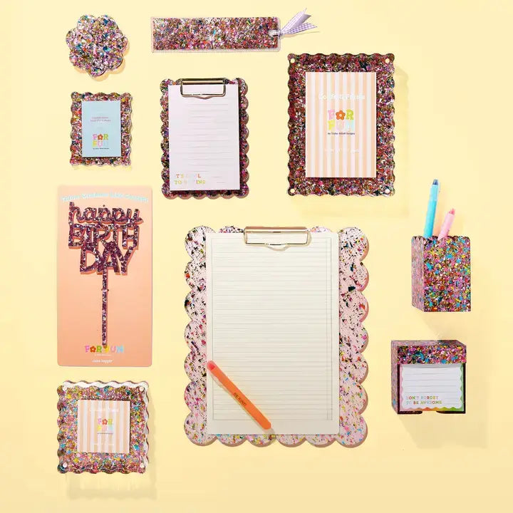 Scalloped Clipboard - Large - Happy Confetti
