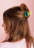 *ON SALE* Claw Hair Clip - Sm- Gold Glitter w/ Green Stone