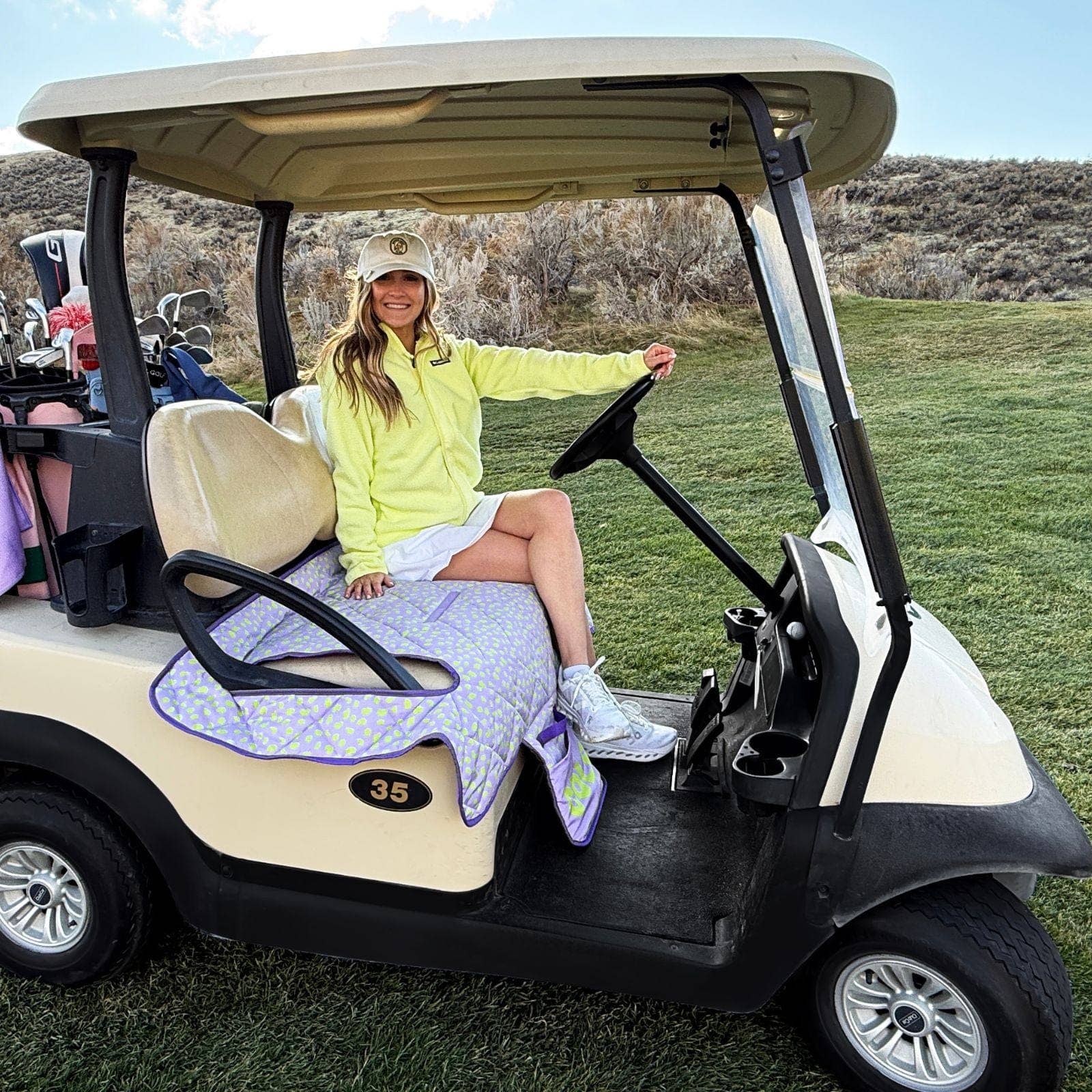Lilac Leopard Reversible Golf Cart Seat Cover