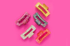 Claw Hair Clip - Large - Pink + Silver Confetti