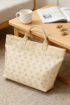 LDC Eyelet Flower Pattern PVC Glossy Waterproof Tote Bag