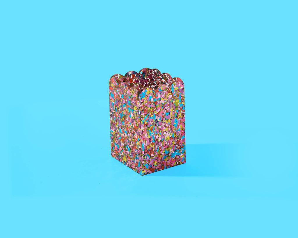 Scalloped Pen / Pencil Holder - Happy Confetti