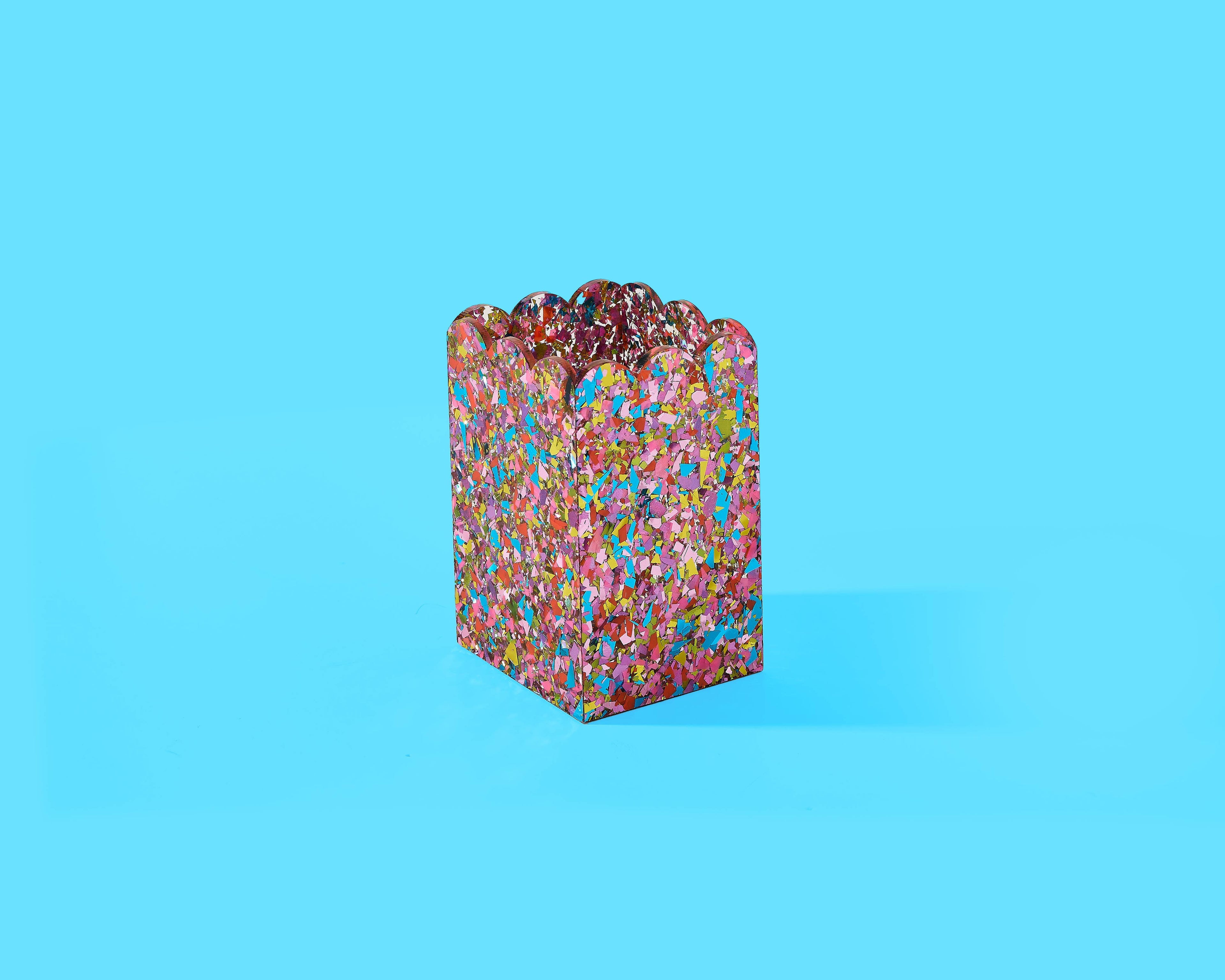 Scalloped Pen / Pencil Holder - Happy Confetti