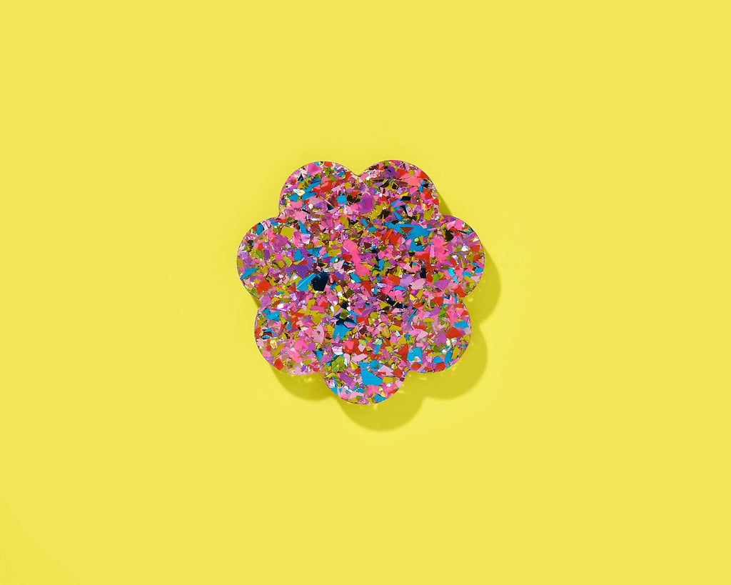 Scalloped Beverage Coaster - Happy Confetti