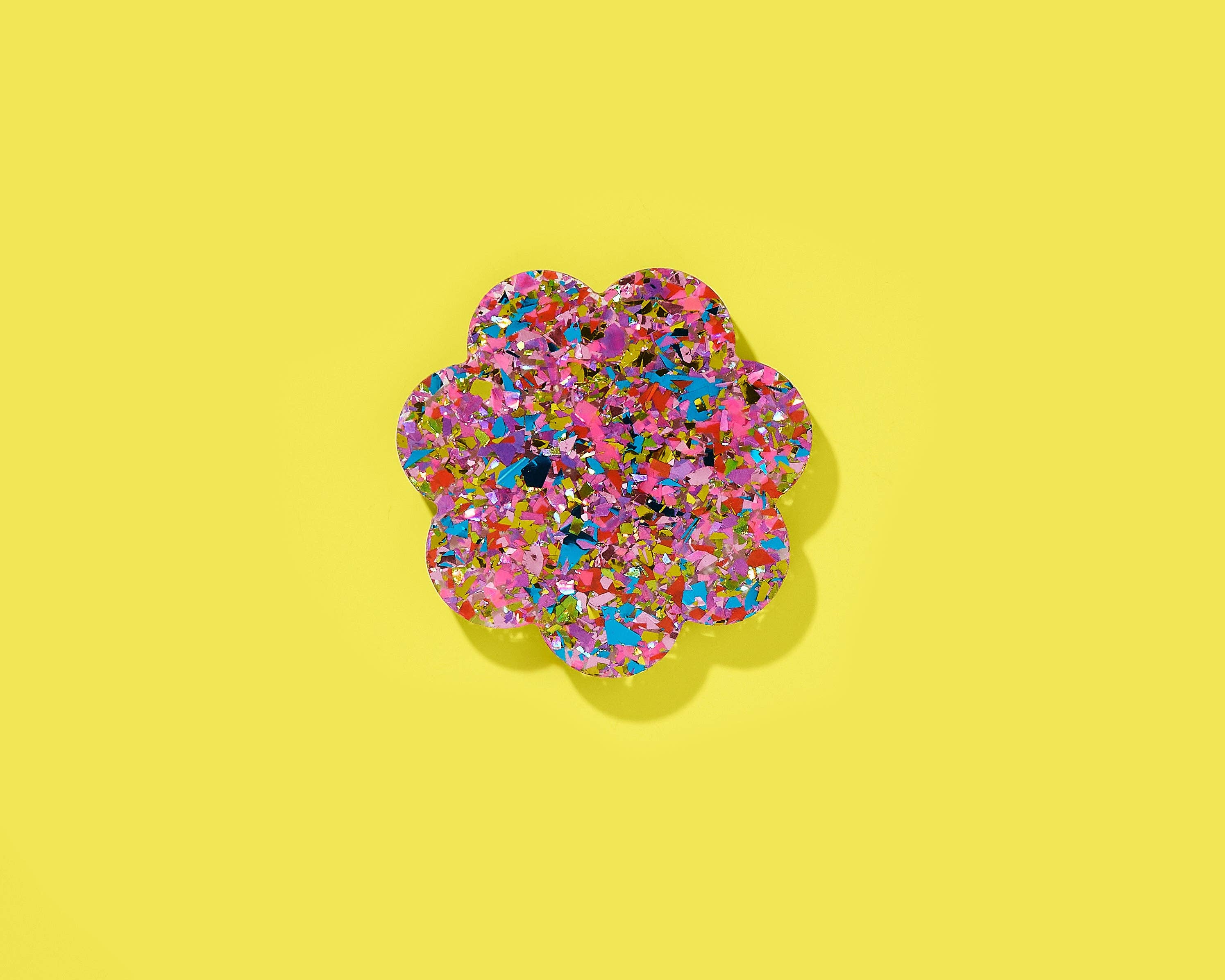Scalloped Beverage Coaster - Happy Confetti