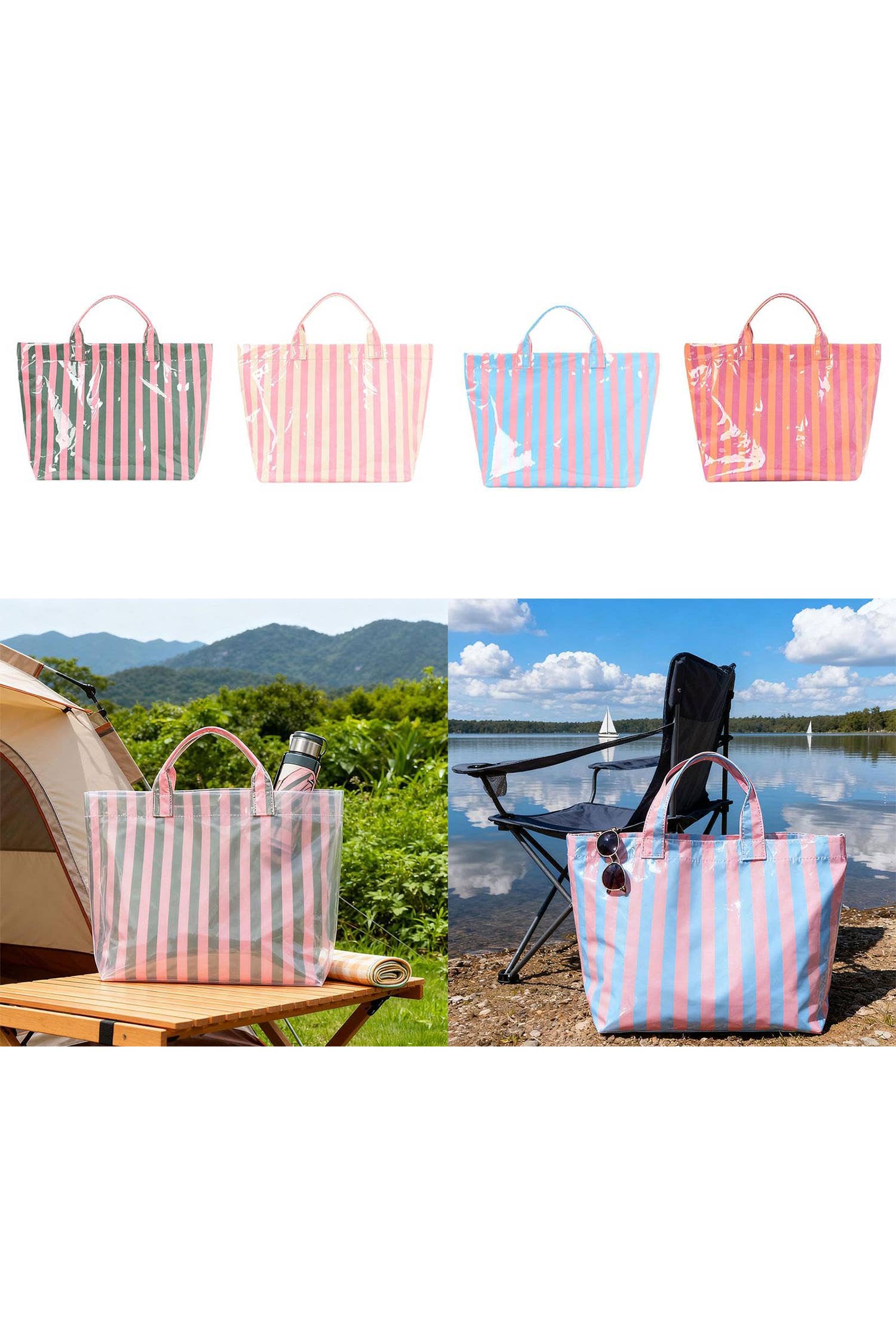 LDC Glossy Striped Large Tote Bag