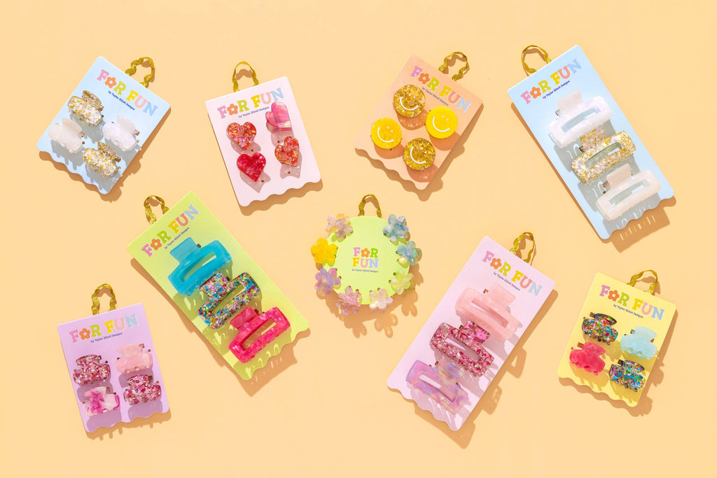 FOR FUN - Claw Hair Clip Set - Mini - Asst Smiley - 4 Pc Set