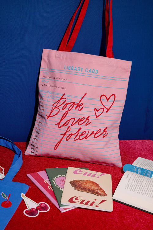 Canvas Tote, Library Card (Pink)