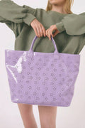 LDC Eyelet Flower Pattern PVC Glossy Waterproof Tote Bag