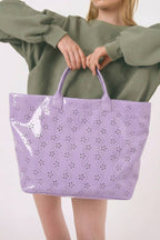 LDC Eyelet Flower Pattern PVC Glossy Waterproof Tote Bag