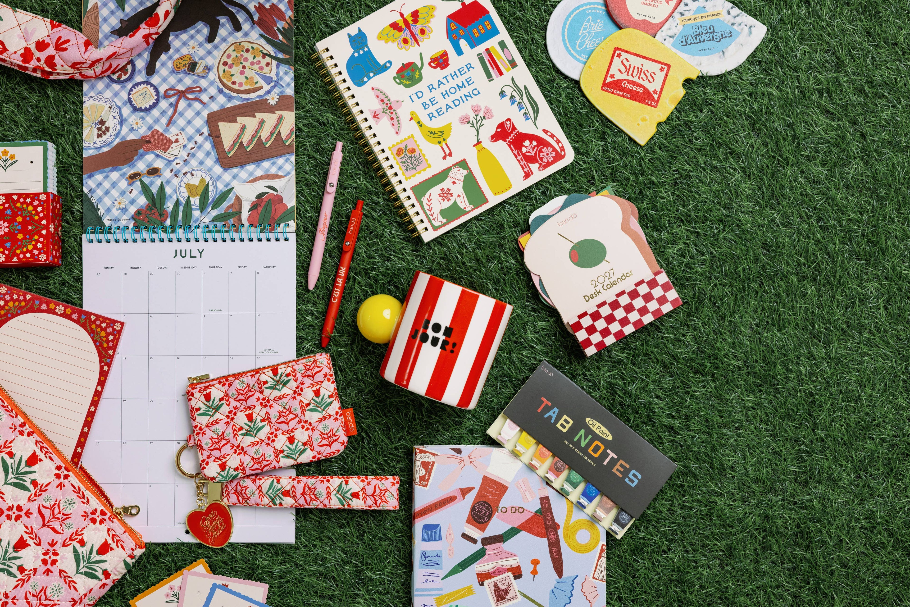 Zip ID with Wristlet, Pink Tile Floral