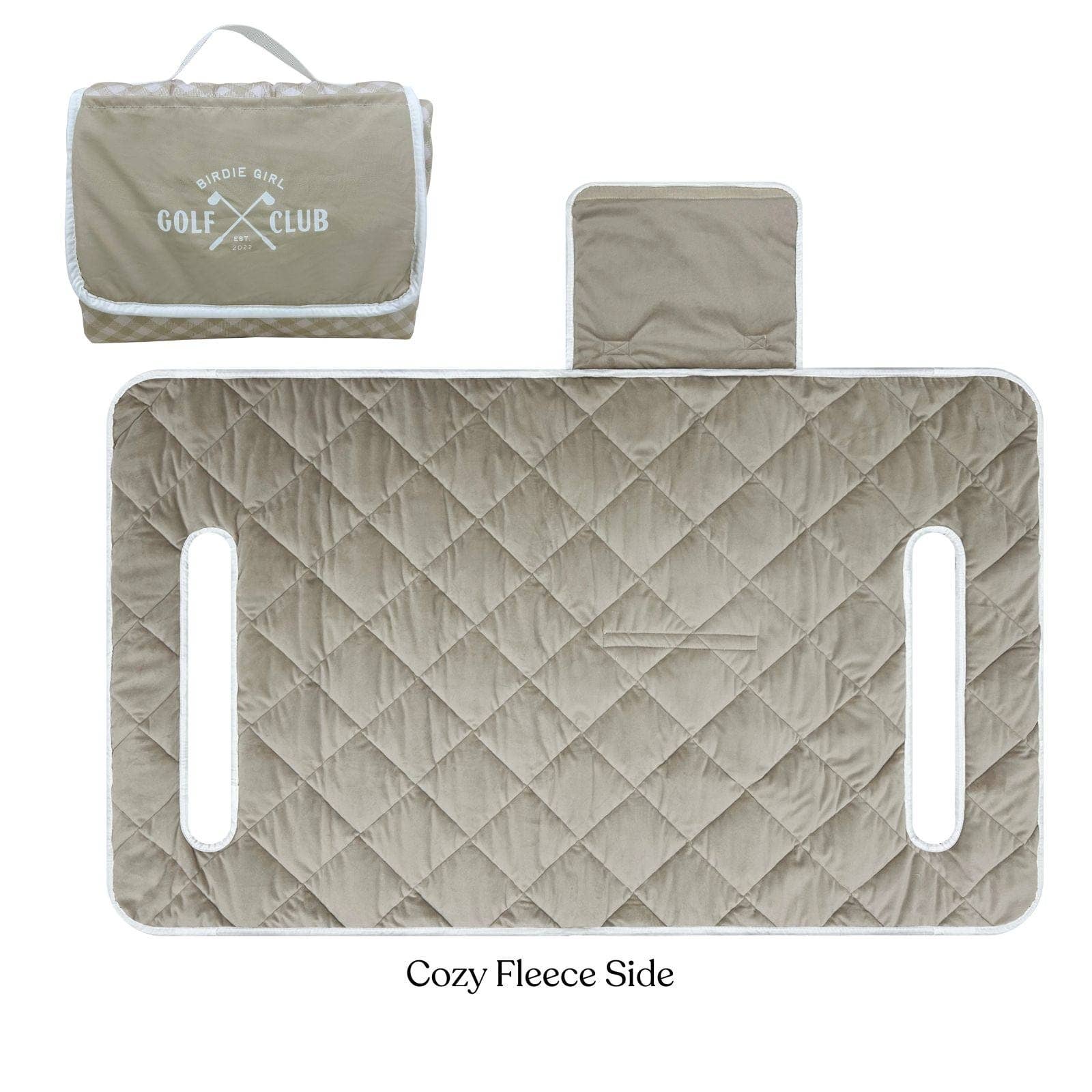 Gingham Neutral Golf Cart Seat Cover