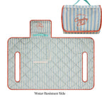 Country Club Stripe Reversible Golf Cart Seat Cover (Blue Stripe + Coral Trim)