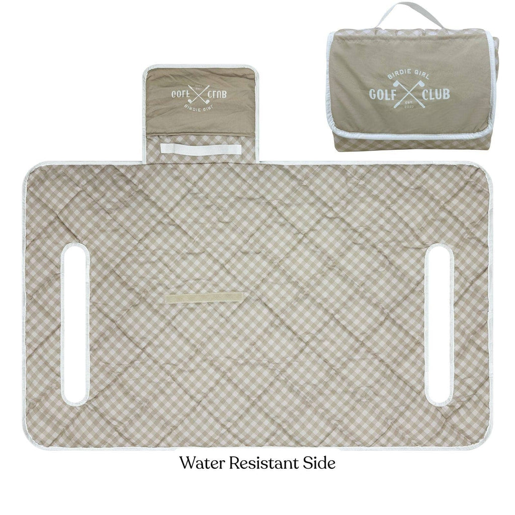 Gingham Neutral Golf Cart Seat Cover