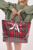 LDC Eyelet Flower Pattern PVC Glossy Waterproof Tote Bag