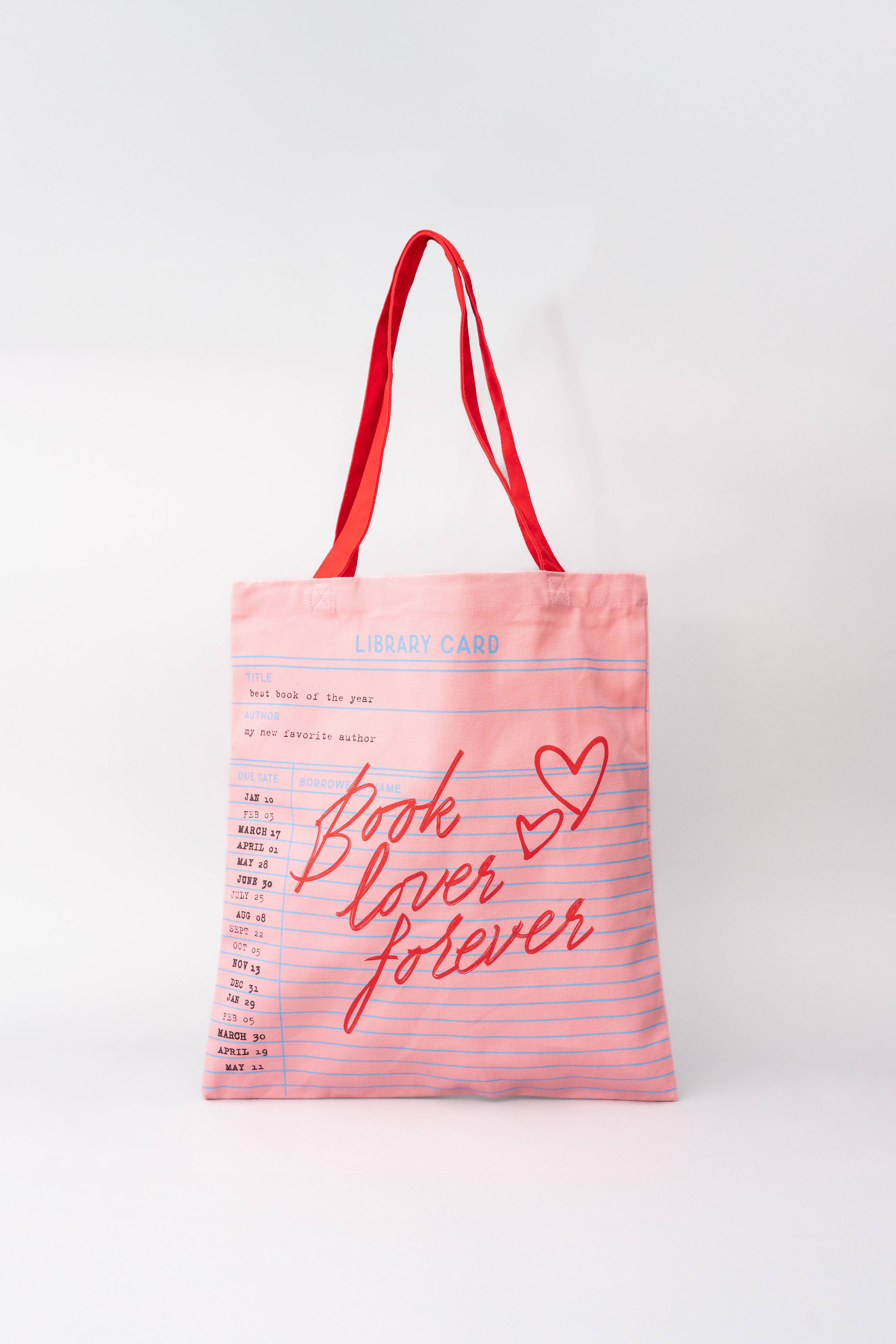 Canvas Tote, Library Card (Pink)
