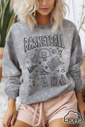 BASKETBALL CHARACTER PUFF MINERAL GRAPHIC BRUSHED SWEATSHIRT