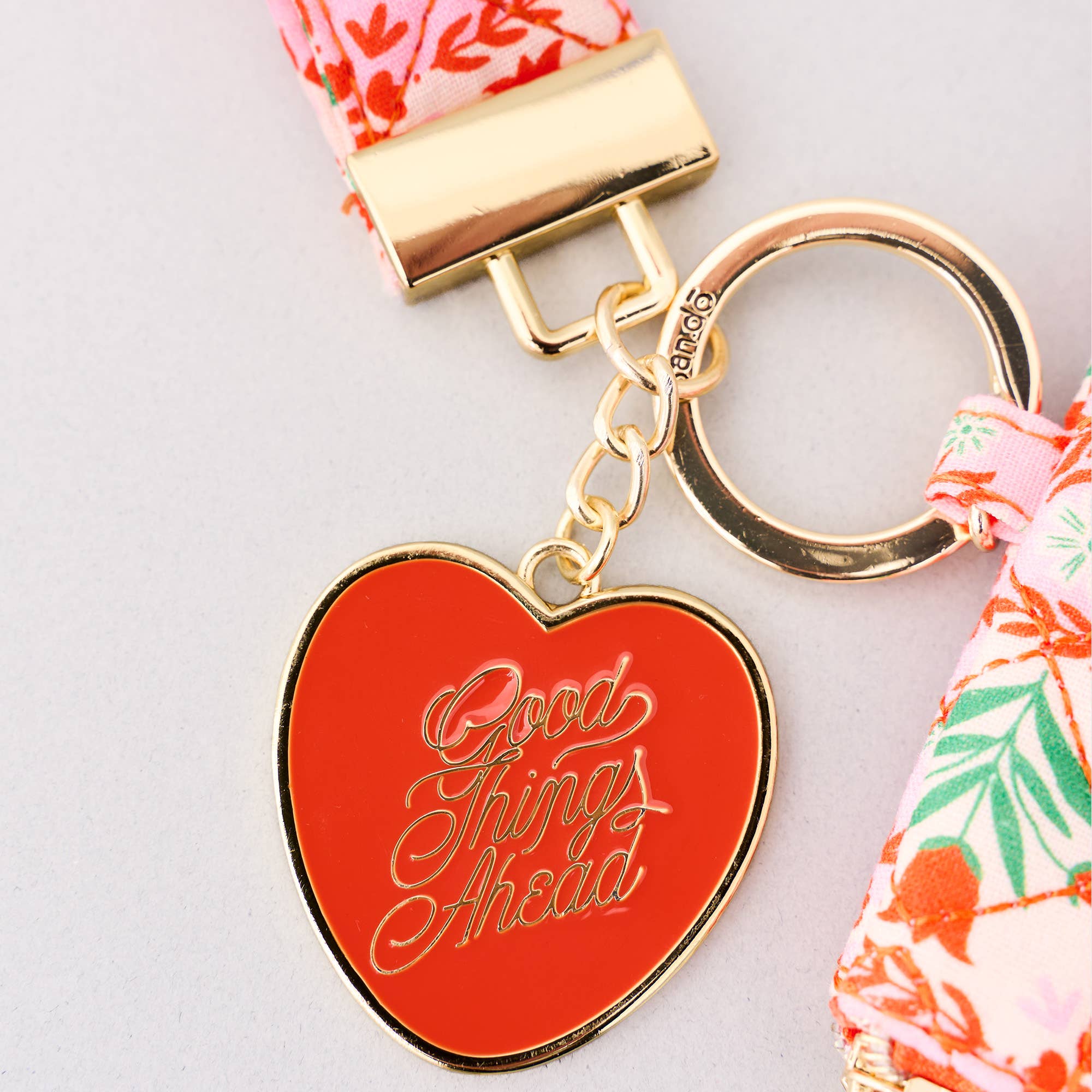 Zip ID with Wristlet, Pink Tile Floral