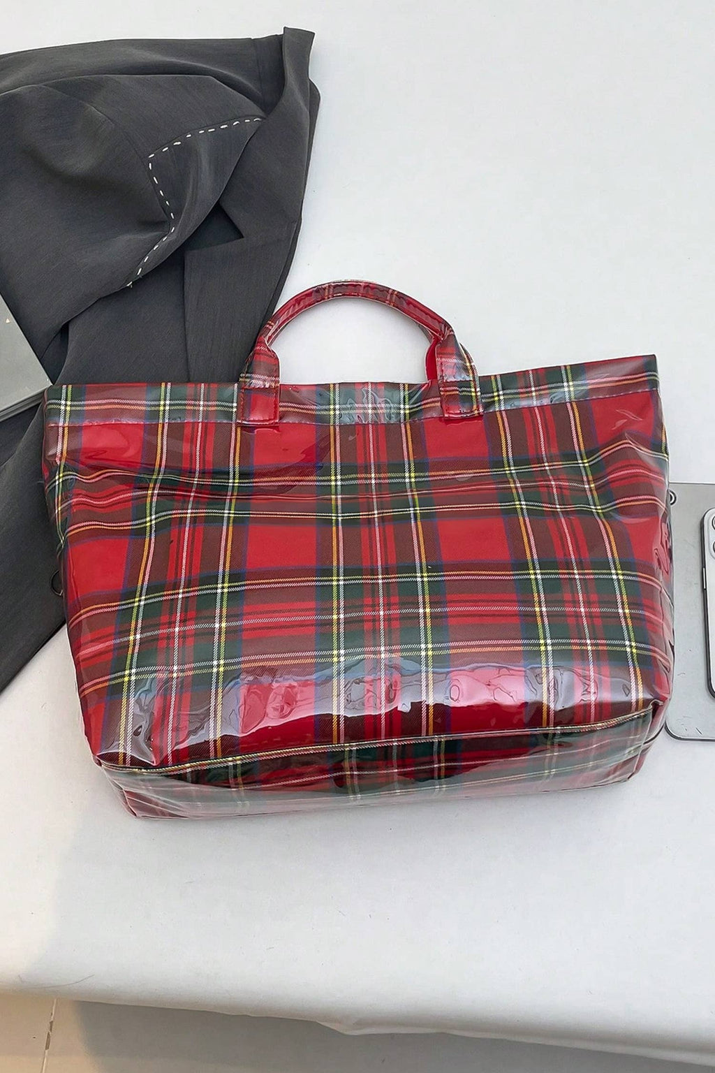 LDC Eyelet Flower Pattern PVC Glossy Waterproof Tote Bag
