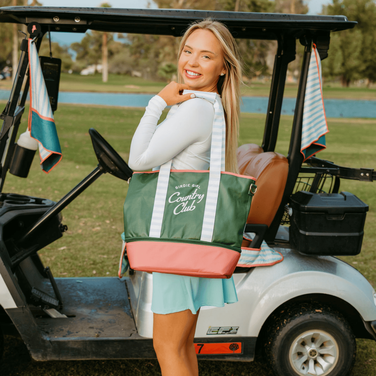 Country Club Stripe Women's Golf Cart Tote Bag