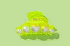 *ON SALE* Claw Hair Clip - Large - Neon Green w/ Pearl Beads