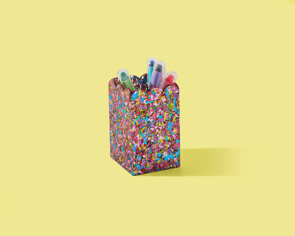Scalloped Pen / Pencil Holder - Happy Confetti