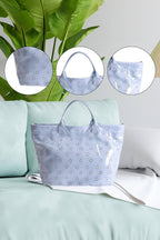 LDC Eyelet Flower Pattern PVC Glossy Waterproof Tote Bag