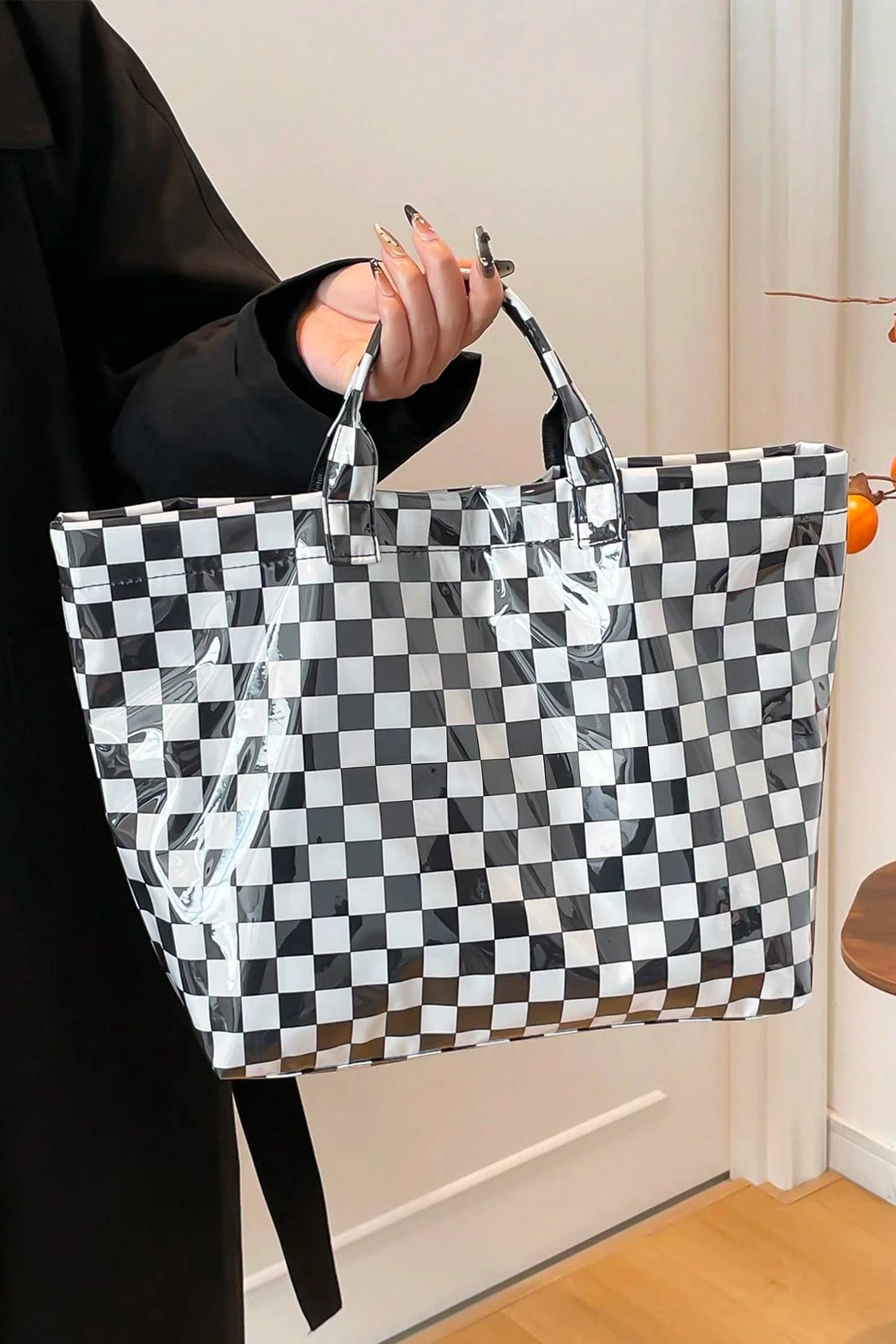 LDC Eyelet Flower Pattern PVC Glossy Waterproof Tote Bag