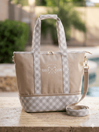 Gingham Neutral Women's Golf Cart Tote Bag