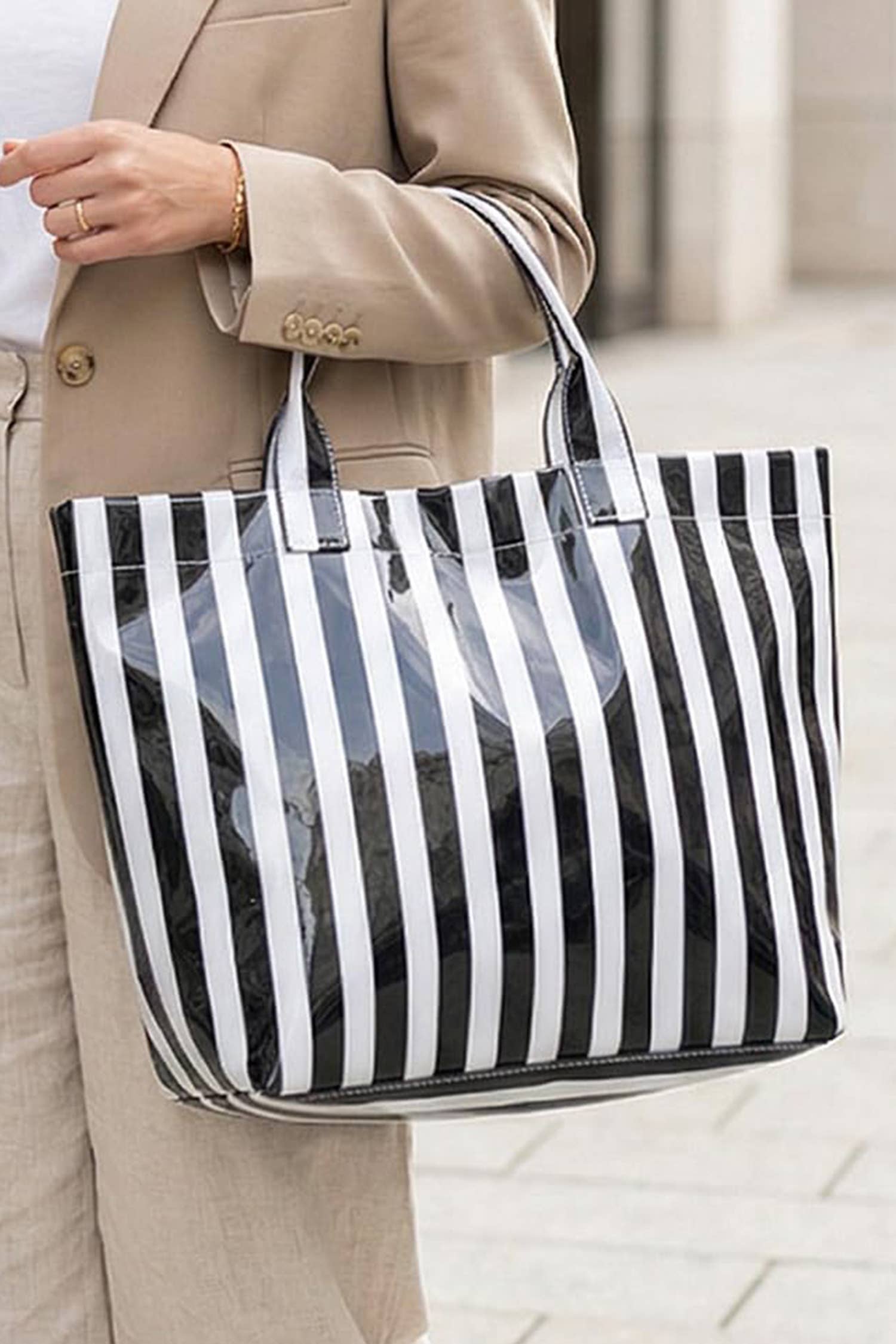 LDC Glossy Striped Large Tote Bag