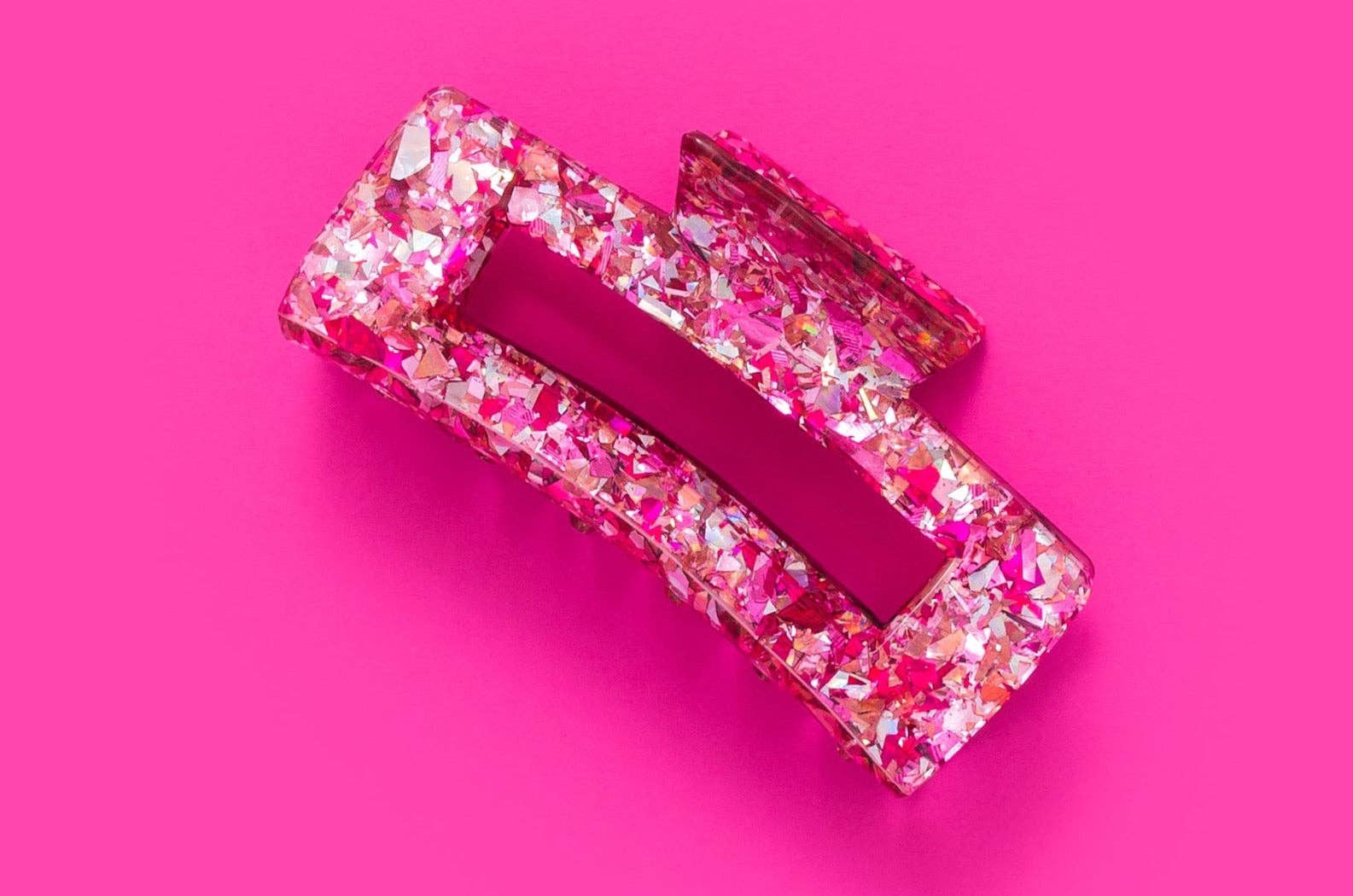 Claw Hair Clip - Large - Pink + Silver Confetti